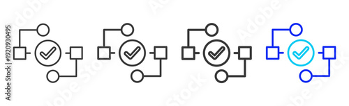 Workflow Audit Icon Set Collection Creative Outline Style for Standard Operating Process with Multiple Thickness Variations and Professional Visual Design