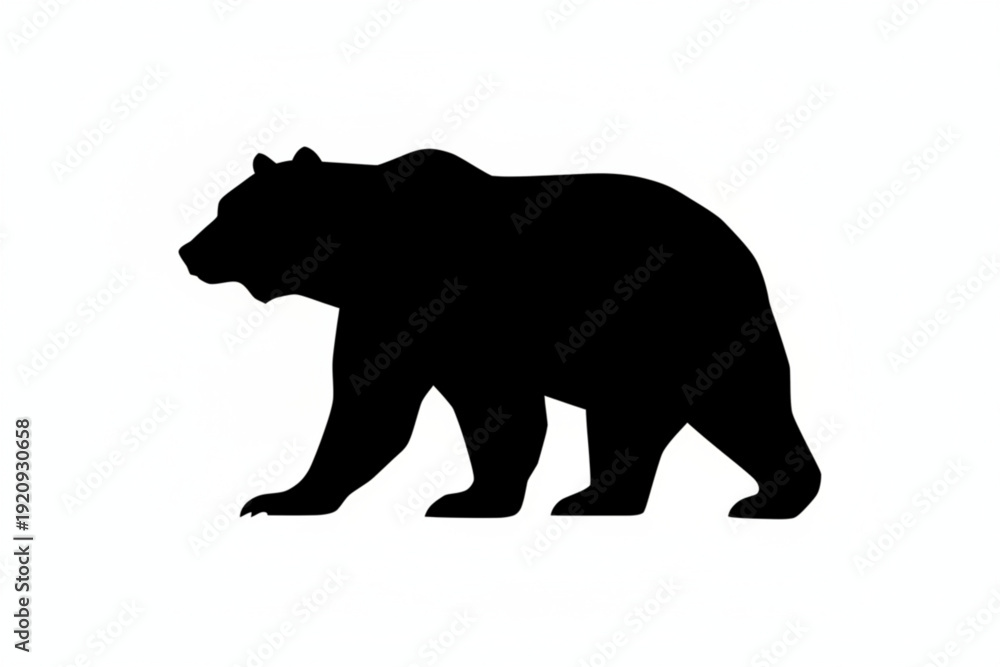 Fototapeta premium Silhouette of a Grizzly Bear: A striking silhouette of a powerful grizzly bear in profile, set against a backdrop, conveys strength, wilderness, and the raw beauty of the natural world.