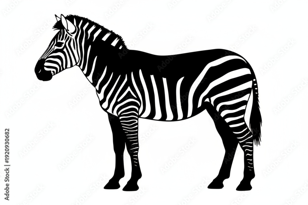 Obraz premium Zebra in the Wild: A striking zebra stands proudly, its iconic black and white stripes a testament to the wonders of wildlife. this image is simple but beautiful, embodying nature's artistry.