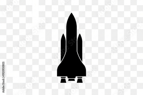 Black Spacecraft Silhouette: A sleek, black spacecraft silhouette, poised for interstellar journeys, boldly against a neutral background.