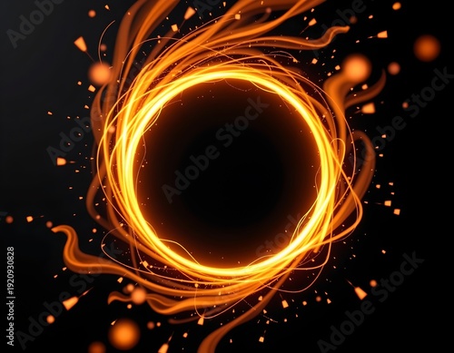 Glowing Cosmic Portal with Fiery Energy Ring