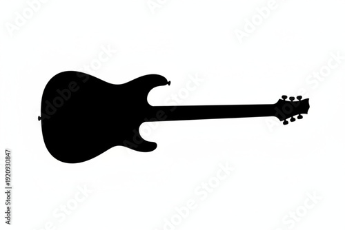 Silhouette Symphony: The stark silhouette of an electric guitar takes center stage, its sleek curves and defined form promising untold musical potential. 