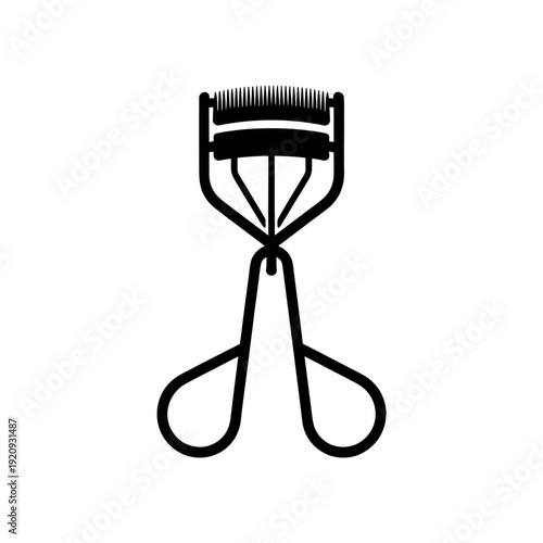 Eyelash curler tool illustration for cosmetic beauty routine preparation.
