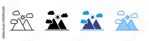 Mountain icon set multiple style collection