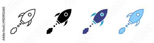 Rocket icon set multiple style collection