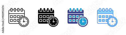 Clock icon set multiple style collection