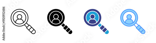 Magnifier icon set multiple style collection