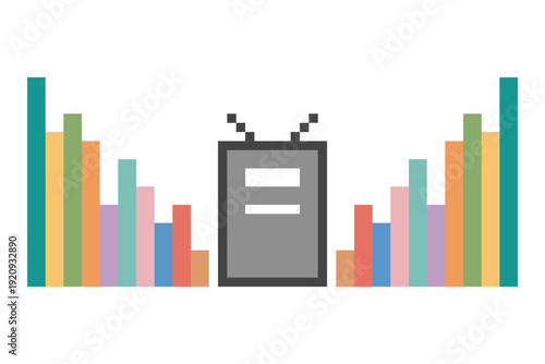 Cartoon business ai robot humanoid robotic with toy,engineer,artificial intelligence,8bit,cute.