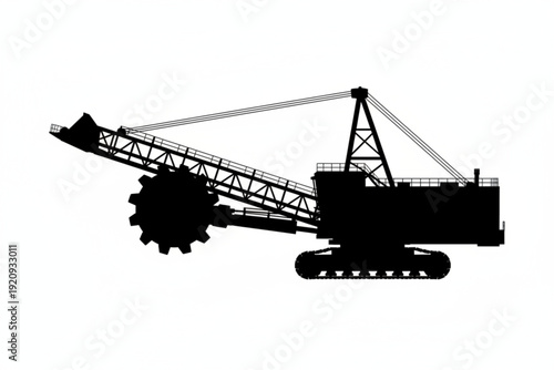 Giant Mechanical Marvel: A captivating silhouette of a colossal mining excavator, a testament to engineering prowess and industrial might.