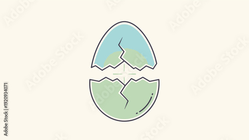 Cracked Egg Shell Illustration Simple Design.