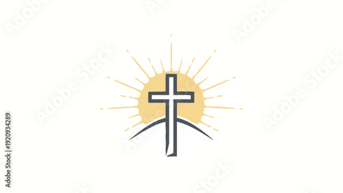 Simple Cross Symbol with Yellow Background.