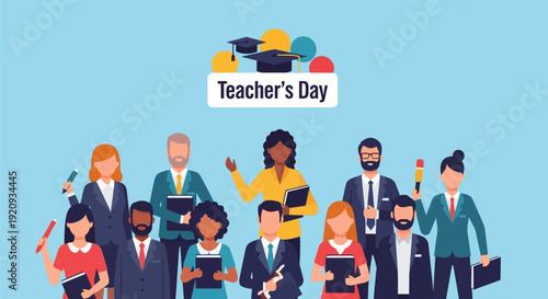 Diverse Group of Professional Teachers Celebrating Teacher's Day - Education & Learning Appreciation
