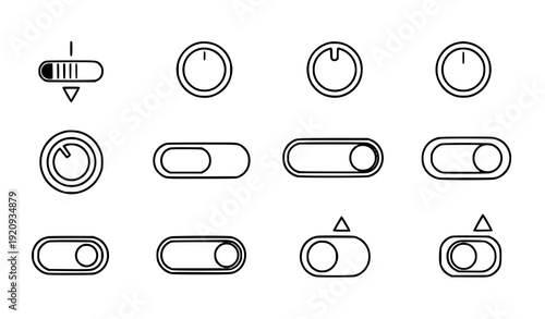 On and Off Toggle Switch Icon Collection Vector Modern UI Control Elements