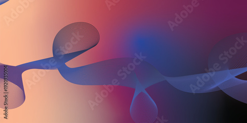 Dark grunge style background with vibrant megenta navy blue black and SandyBrow Cornsilk abstract soft glow waves merged in a smooth gradient blur for modern cover poster and wide header banner design