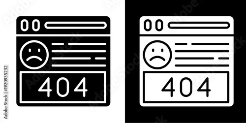 Error 404  Icon Set White Glyph Style Collection