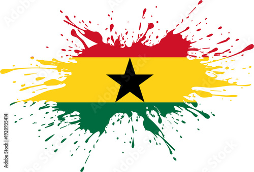 Ghana Flag with Artistic Paint Splash Effect