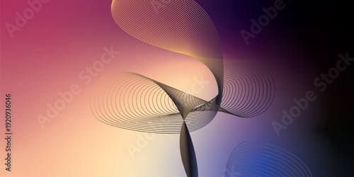 Dark grunge style background with vibrant megenta navy blue black and SandyBrow Cornsilk abstract soft glow waves merged in a smooth gradient blur for modern cover poster and wide header banner design