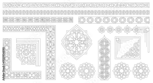 Intricate Geometric Islamic Patterns Vector Pack: Decorative Borders, Ornaments, and Frames