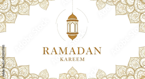 Elegant Ramadan Kareem Celebration with Traditional Lantern and Islamic Mandala Decorations