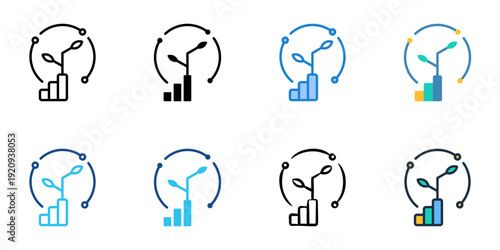 Sustainable Growth icons set multiple style collection. Editable stroke 
