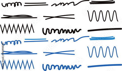 Hand drawn outline sketch wave brush mark elements, organic ocean surge symbols, professional vector illustration. hand-drawn decorative stroke symbols, minimalist sea flow and tide design
