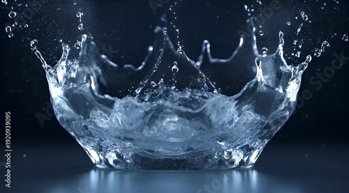 High Speed Photography of Water Splash Creating Crown Shape on Black Background