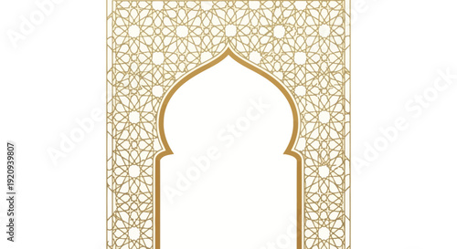 Elegant Golden Islamic Geometric Pattern Archway Vector Graphic Design