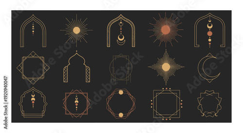 Mystical Celestial and Architectural Geometric Frames Collection for Design