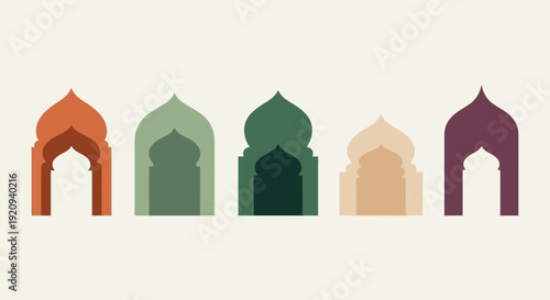 Collection of Islamic Archways in Geometric and Bohemian Styles, Vector Art