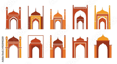 Collection of Indian Traditional Archways and Islamic Architectural Elements
