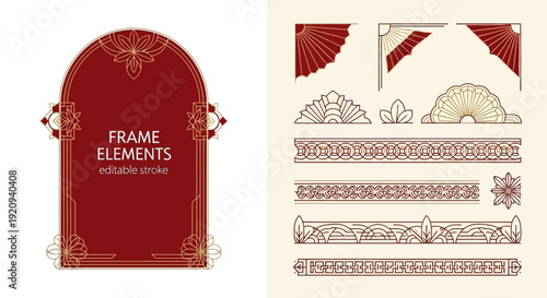 Elegant Art Deco Frame and Border Elements Vector Collection