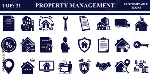 Property Management Icon Set Real Estate Business Rental Housing Maintenance