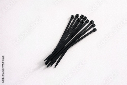 Black Cable Ties Isolated On White Background