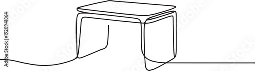 Continuous single line table desk interior furniture. one line art icon drawing vector
