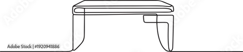 Continuous single line table desk interior furniture. one line art icon drawing vector