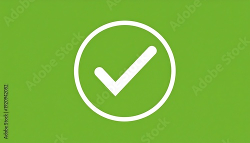 A white checkmark inside a white circle, set against a solid green background. Simple and clearly defined graphic
