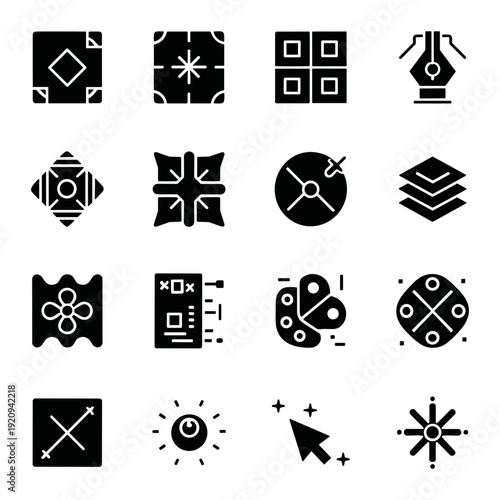 Graphic design and illustration vector icons for creative work and digital art