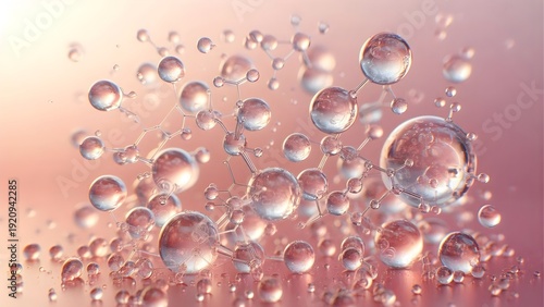 Hydrating Essence Bubbles and Molecular Chains - Beauty and Science Concept