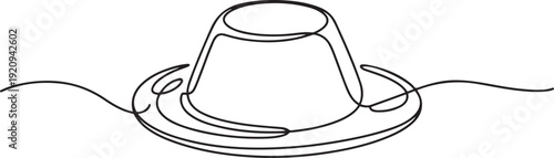 Continuous single line sketch drawing of panna cotta pudding jelly italian. one line art icon drawing vector