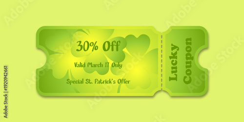 Green St. Patrick’s Day Discount Coupon Template 30 Percent Off