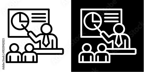 Business Presentation  Icon Set White Mix Style Collection