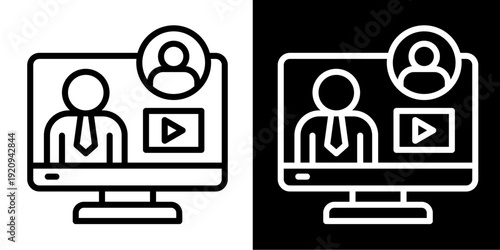 Online Interview  Icon Set White Mix Style Collection