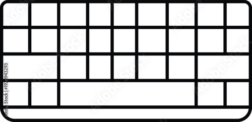 Art & Illustration, Computer Keyboard Outline Icon Vector. Minimalist PC Input Device Line Symbol. Peripheral Hardware UI Element Isolated on White.
