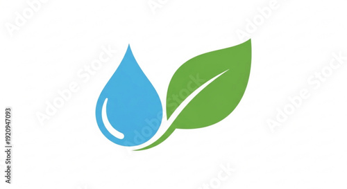 Eco friendly symbol with blue water drop and green leaf on white background for conservation and sustainability concepts