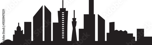 Mexico City Skyline with Silhouette, and Urban Landscape. black icon drawing vector