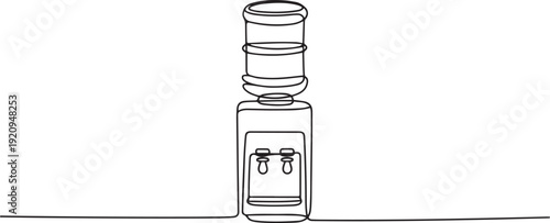 Water dispenser continuous single line vector illustration. one line art icon drawing vector
