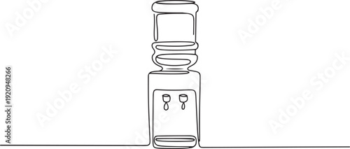 Water dispenser continuous single line vector illustration. one line art icon drawing vector
