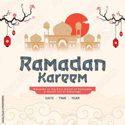Japanese style Ramadan feed poster design
