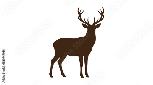 Brown Deer Silhouette Antlers d flat vector isolated white background