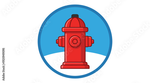 Red Fire Hydrant Icon Circle d flat vector isolated white background